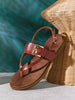 SHUZIA #MinimalChic Women's Round Toe Wide&Cushioned Footbed Slingback Strap Oversized Buckle Decor Toe-Post Premium Vegan Leather Tan Flat Sandals– Sleek, Modern & Comfortable